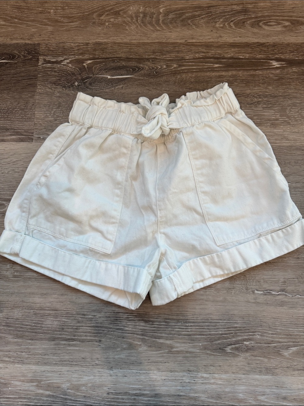 Aerie White Paperbag Tie-Waist Shorts